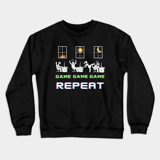 Game, Game, Game, Repeat Crewneck Sweatshirt by RailoImage